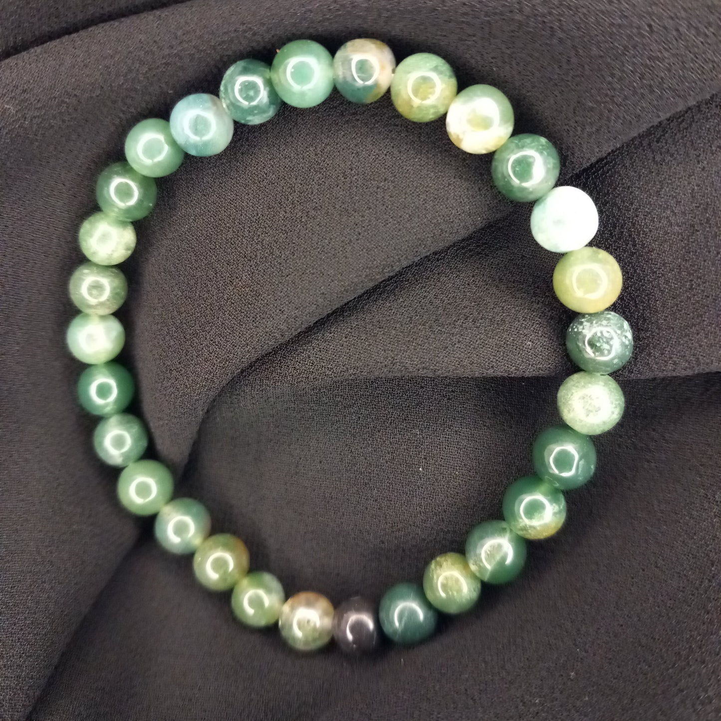 Bracelet Agate Mousse 8 mm – Harmonie, Vitalité & Sérénité - Bonheur de Lune