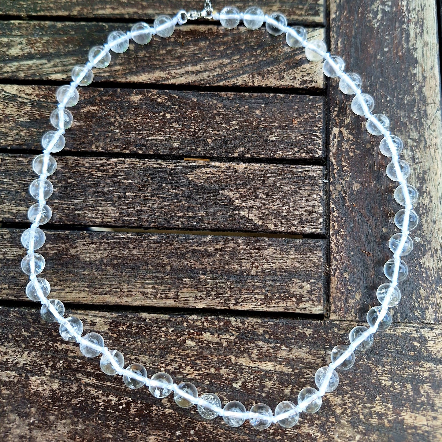 Collier Quartz Blanc 8 mm – Pureté & Harmonie – Acier Inoxydable - Bonheur de Lune