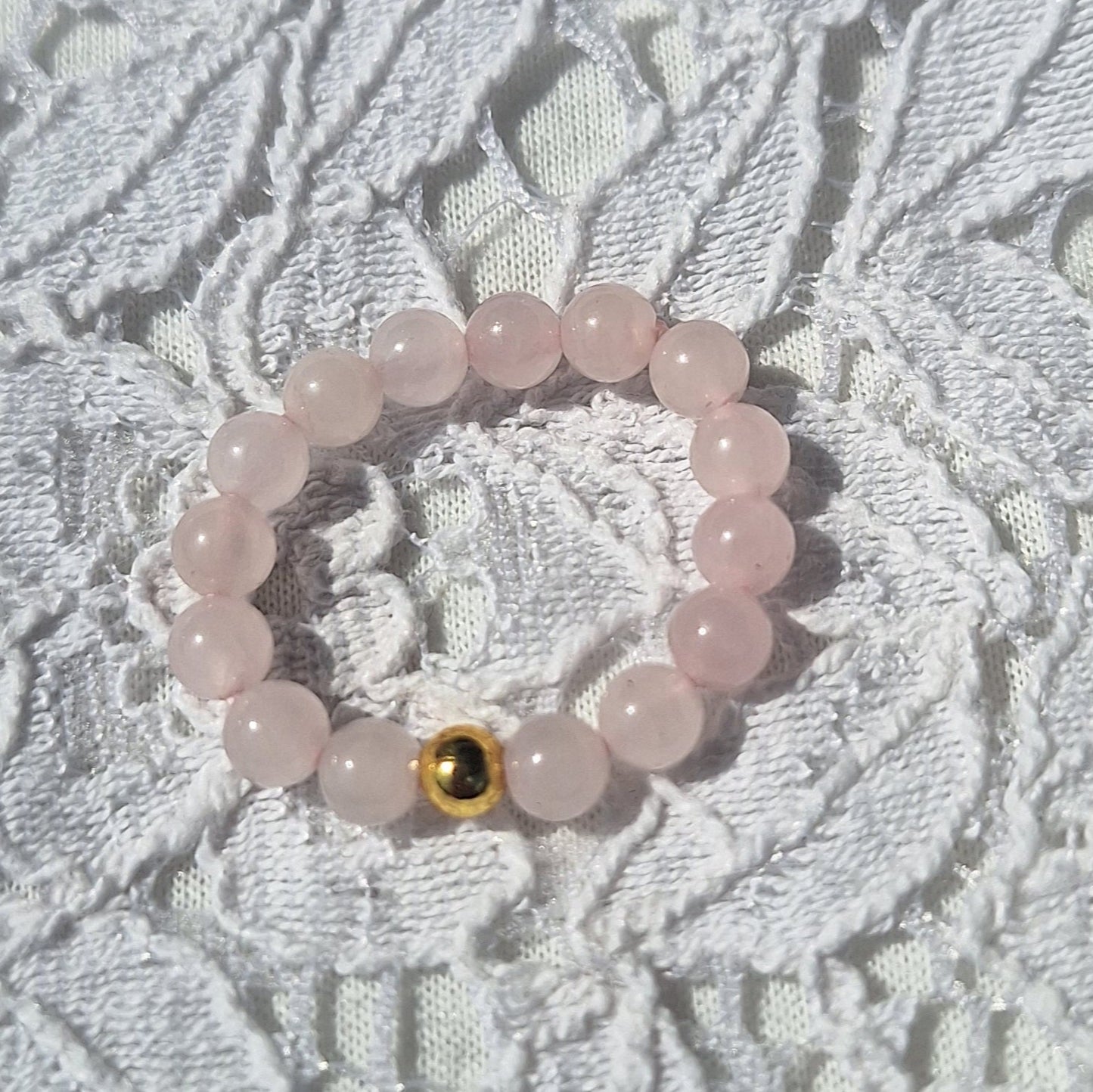 Bague Élastique Pierres de Quartz Rose "Amour et Apaisement" - Bonheur de Lune