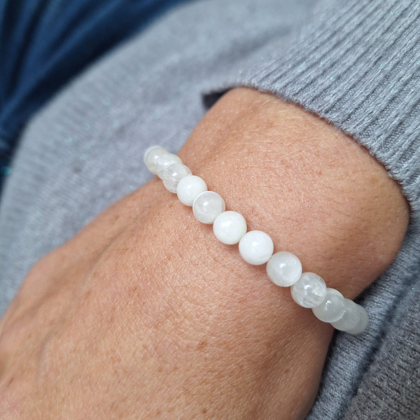 Bracelet Sélénite 6 mm – Pureté & Sérénité Intérieure - Bonheur de Lune