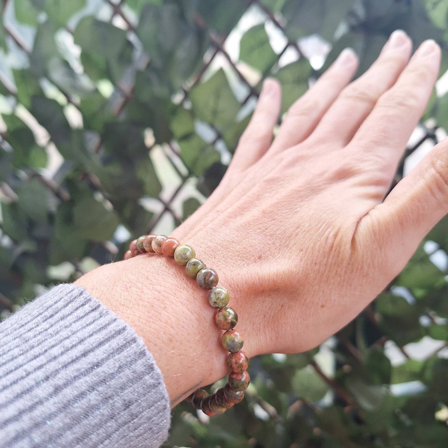 Bracelet Unakite 6 mm – Équilibre, Harmonie & Transformation - Bonheur de Lune