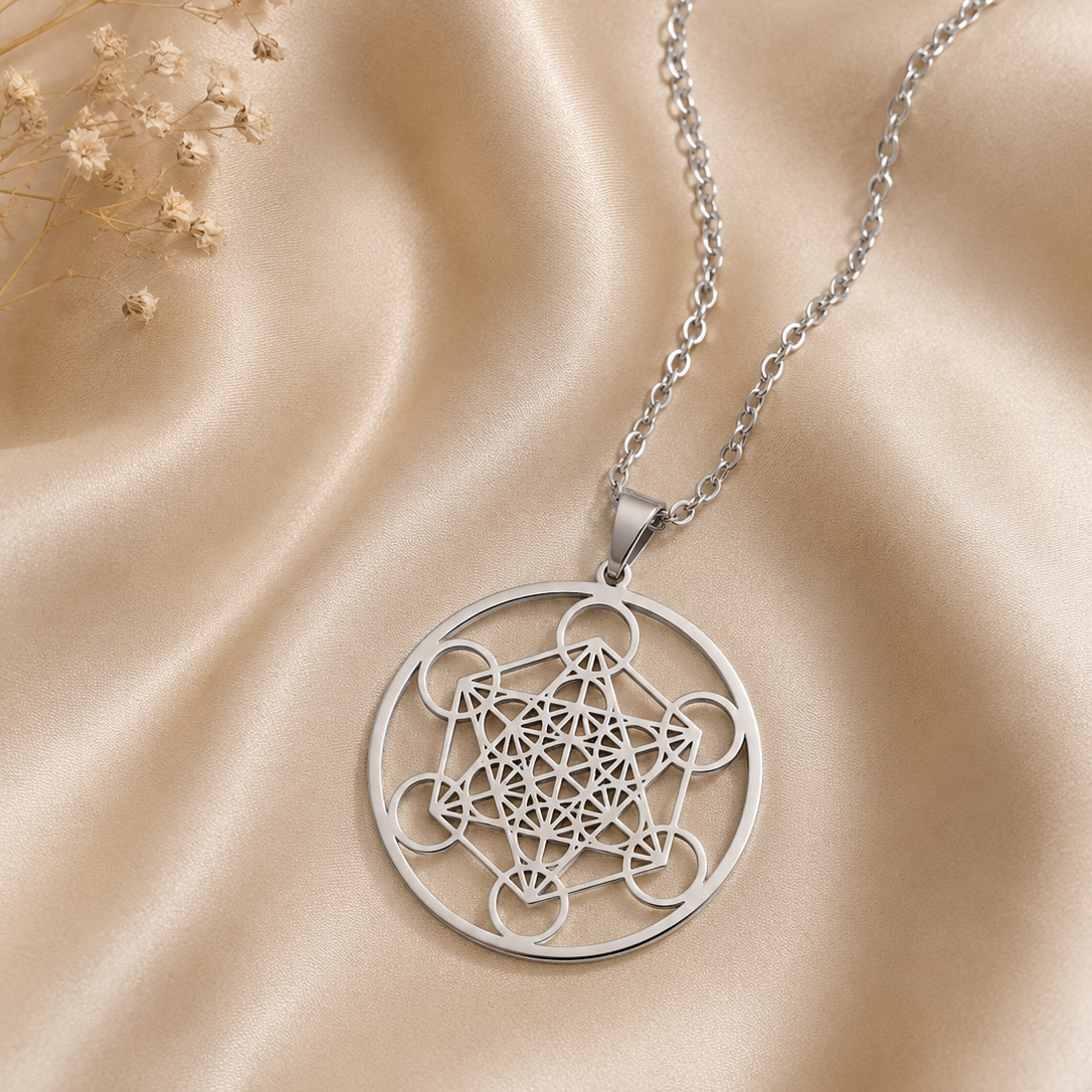Boutique esoterique en ligne collier cube de metatron grand format or ou argent