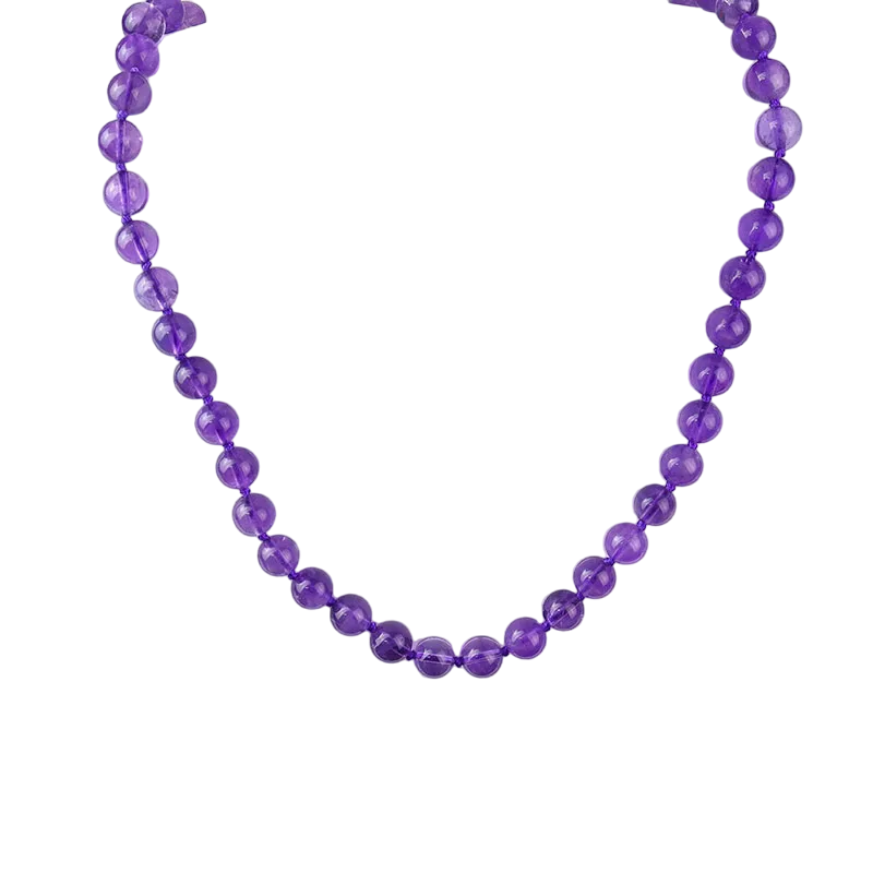 Collier Améthyste 8 mm – Harmonie & Clarté – Acier Inoxydable - Bonheur de Lune