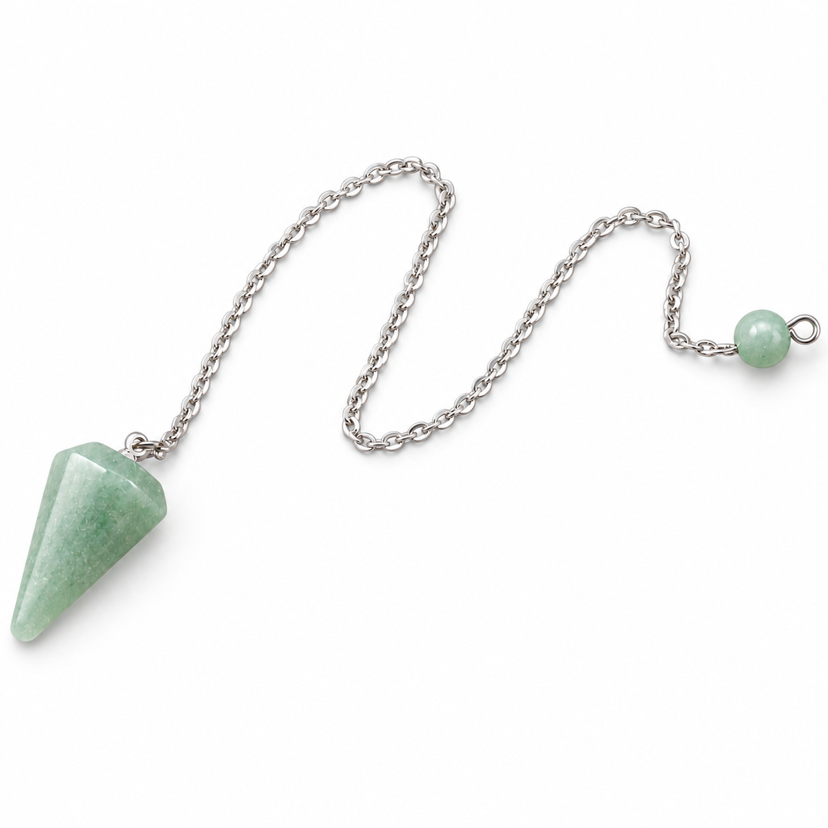Boutique ésotérique – Pendule en aventurine verte avec chaîne argentée – Bonheur de Lune