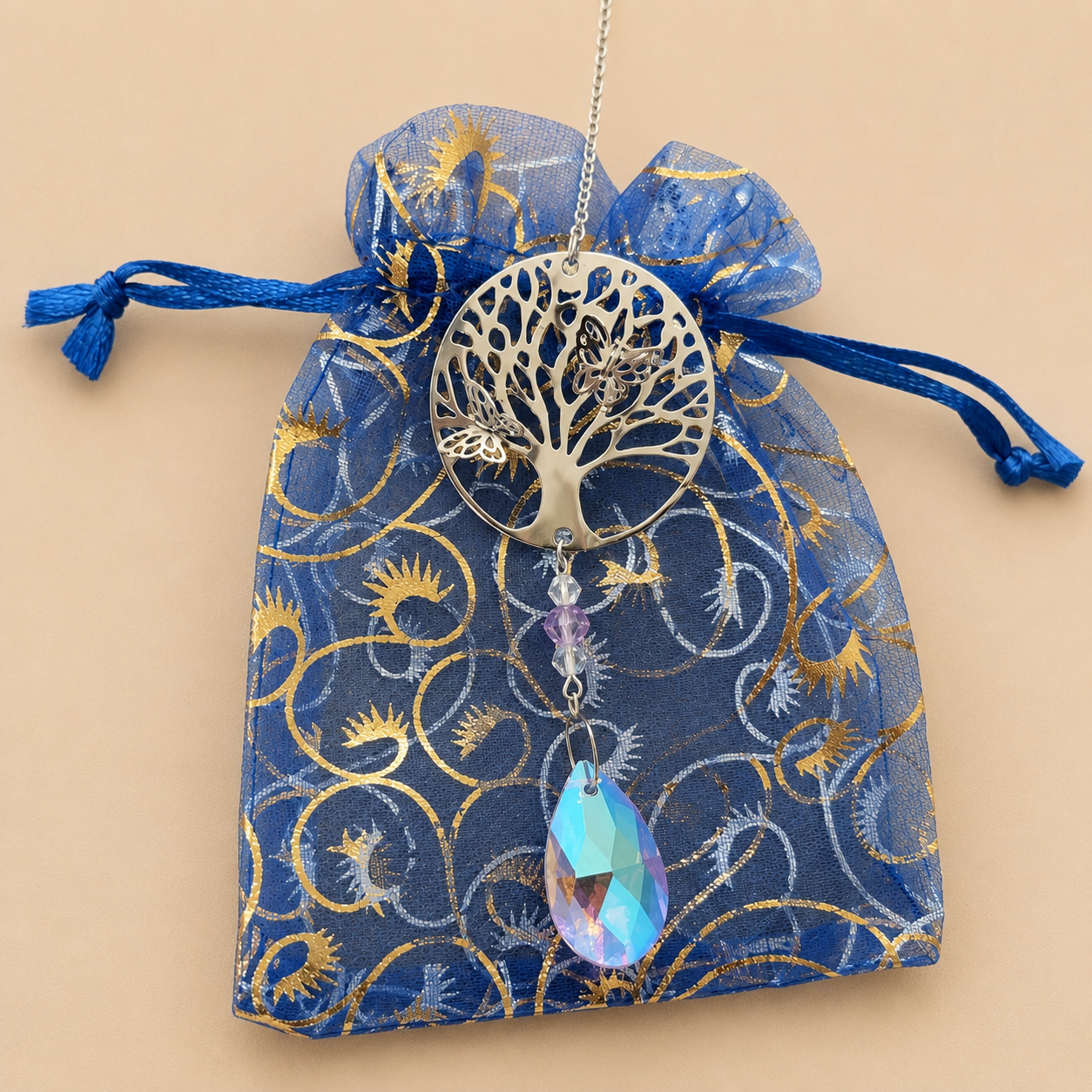 Attrape-soleil Arbre de Vie Cristal Violet – Suspension Feng Shui