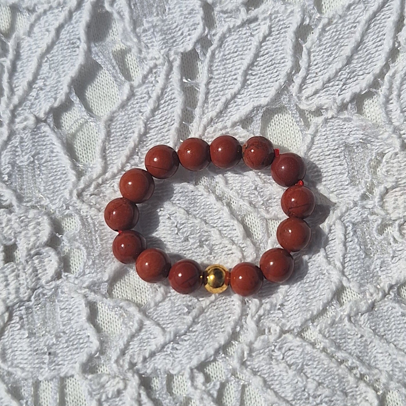 Bague Élastique Pierres de Jaspe Rouge "Énergie et Confiance" - Bonheur de Lune