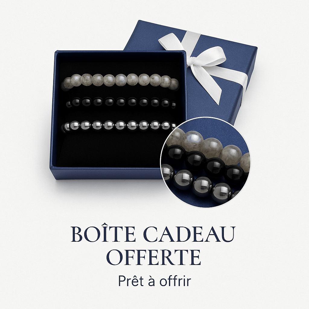 Pack 3 Bracelets 6mm - Protection – Labradorite, Obsidienne & Hématite (-15%) - Bonheur de Lune