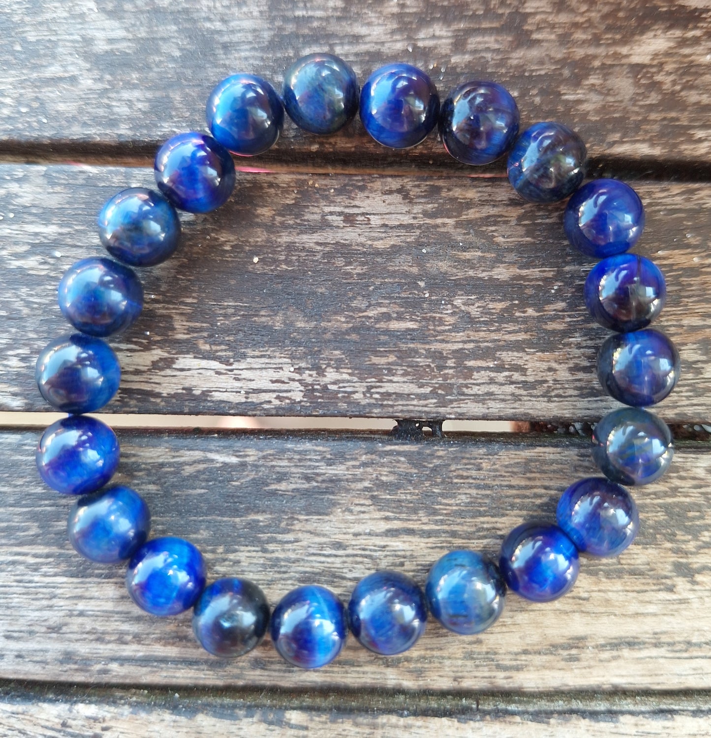 Bracelet Œil de Tigre Bleu Foncé 8 mm – Sérénité, Communication & Protection - Bonheur de Lune