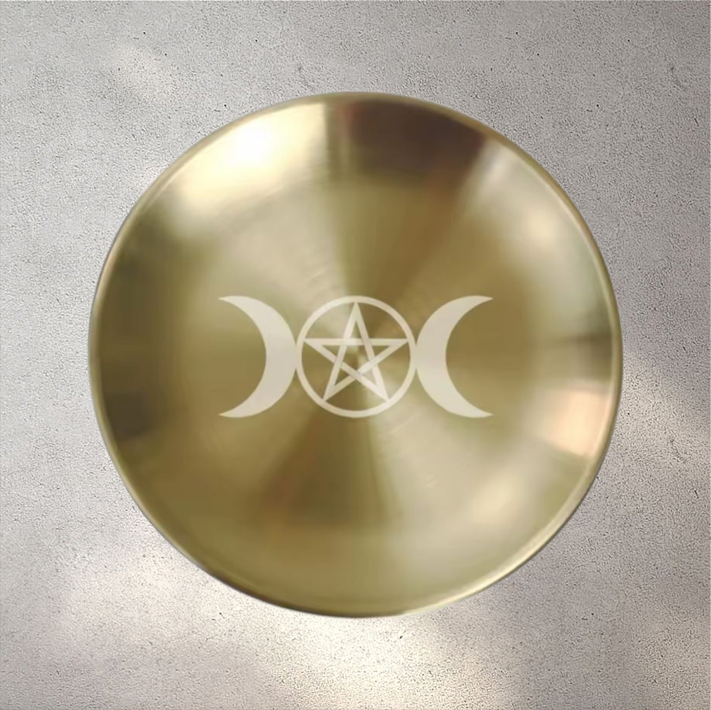 Support Rituel en Laiton Doré – Motif Triple Lune ou Cube de Métatron (14 cm) - Bonheur de Lune