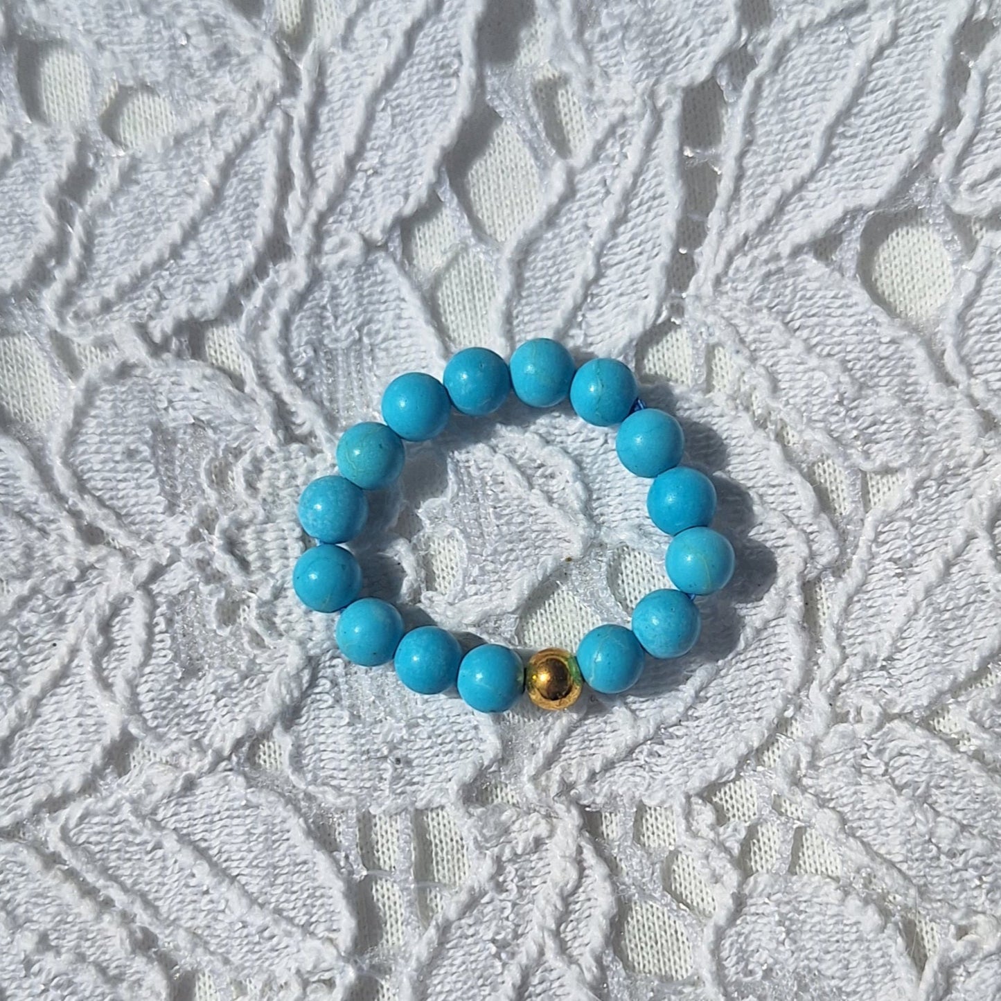 Bague Élastique Pierres de Turquoise "Équilibre et Communication " - Bonheur de Lune