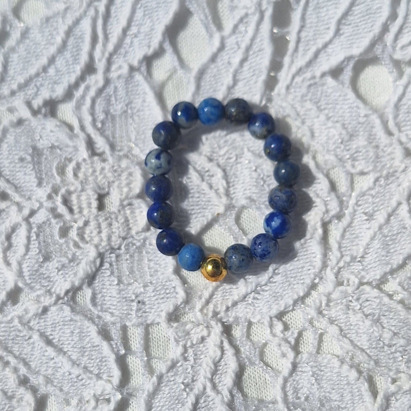 Bague Élastique Pierres de Lapis-Lazuli" Sagesse et Protection " - Bonheur de Lune