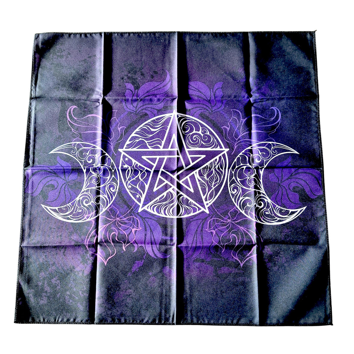 Tapis de Tirage Pentagramme et Lunes – Violet Mystique 49x49 cm - Bonheur de Lune
