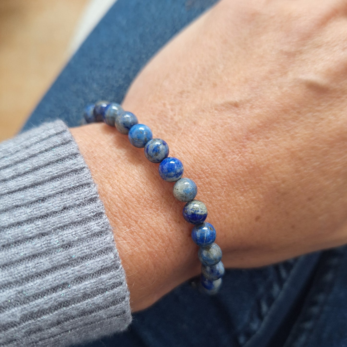 Bracelet Lapis Lazuli 6 mm – Sagesse, Clarté & Protection - Bonheur de Lune