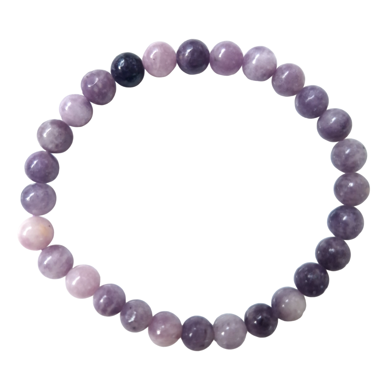 Bracelet Lépidolite 6 mm – Sérénité & Équilibre Émotionnel - Bonheur de Lune