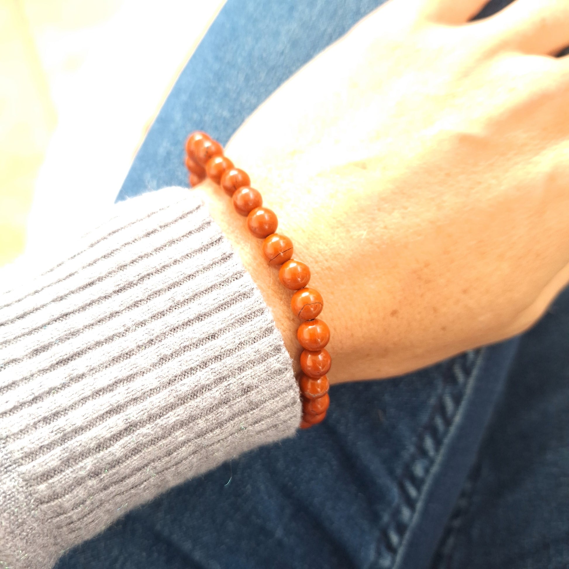 Bracelet Jaspe Rouge 6 mm – Énergie & Ancrage Intérieur - Bonheur de Lune