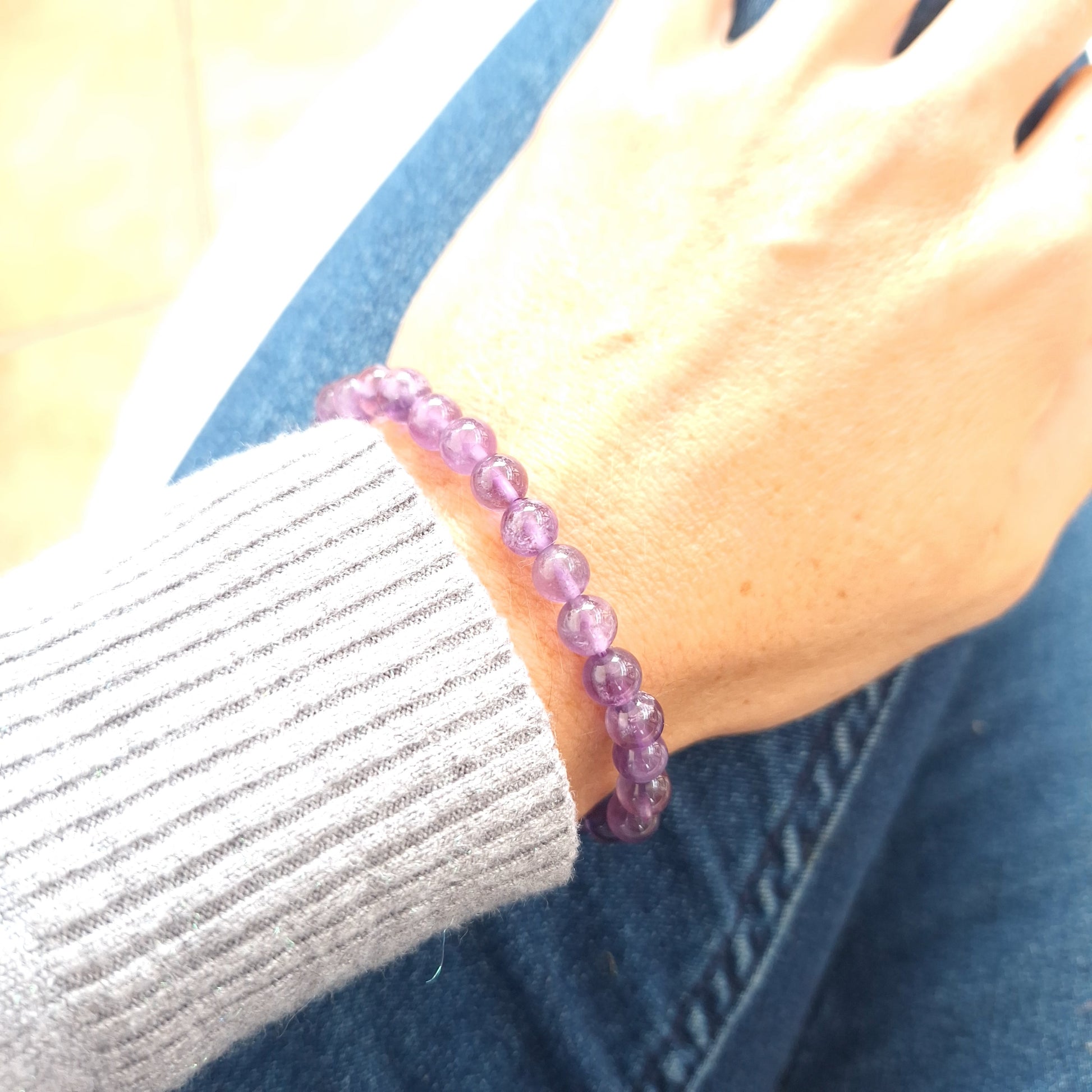 Bracelet Améthyste A 6 mm – Sérénité & Harmonie Intérieure - Bonheur de Lune