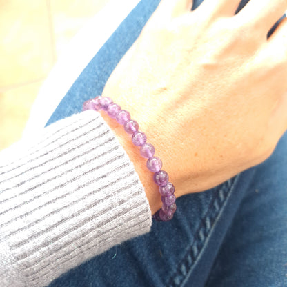 Bracelet Améthyste A 6 mm – Sérénité & Harmonie Intérieure - Bonheur de Lune