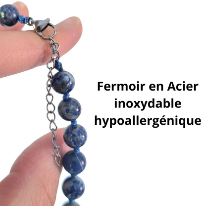 Collier Lapis Lazuli 8 mm – Intuition & Vérité – Acier Inoxydable - Bonheur de Lune