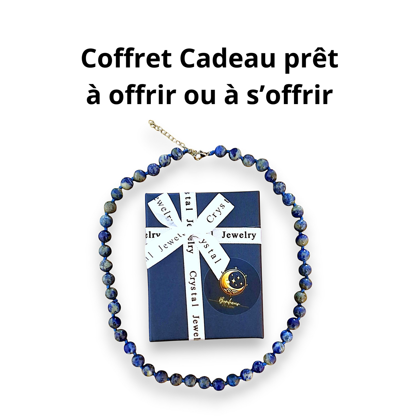 Collier Lapis Lazuli 8 mm – Intuition & Vérité – Acier Inoxydable - Bonheur de Lune