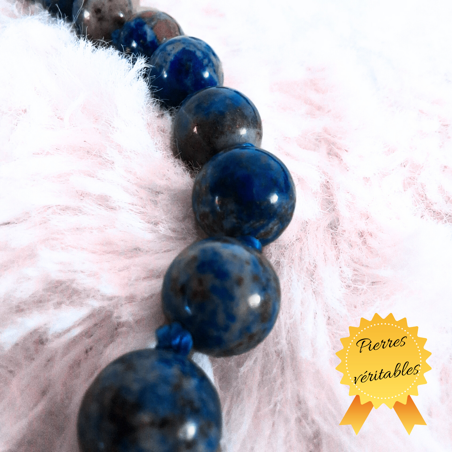 Collier Lapis Lazuli 8 mm – Intuition & Vérité – Acier Inoxydable - Bonheur de Lune