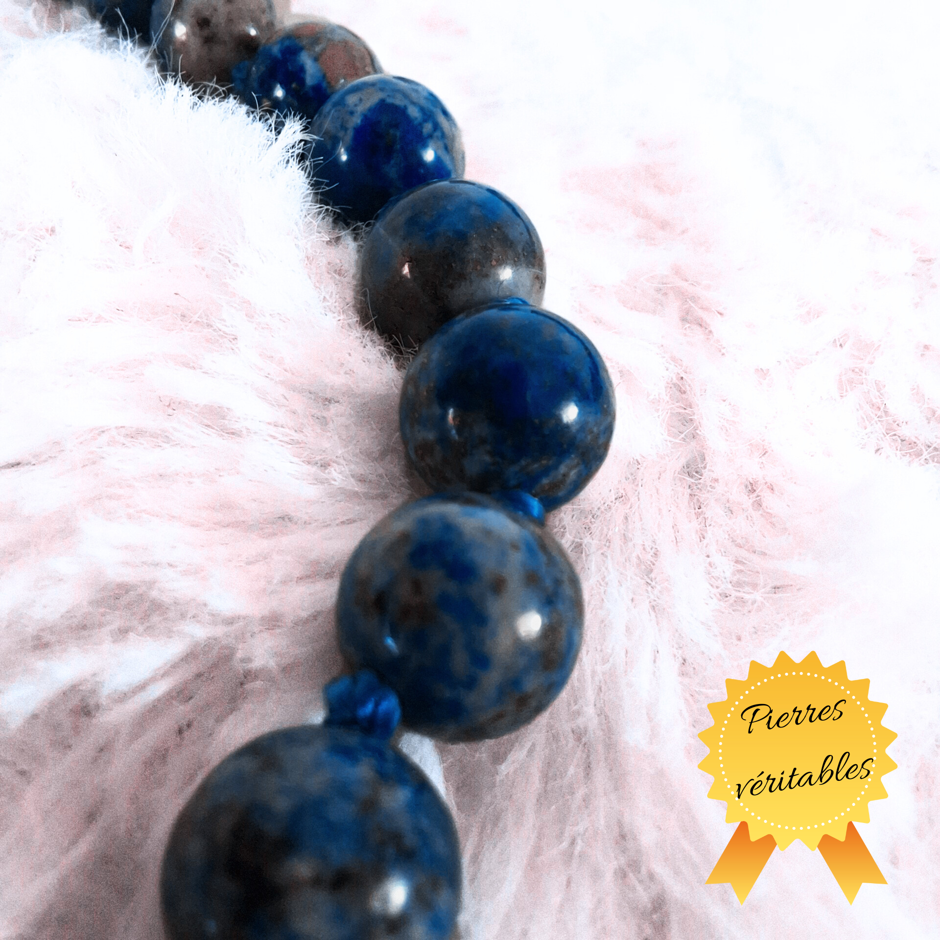 Collier Lapis Lazuli 8 mm – Intuition & Vérité – Acier Inoxydable - Bonheur de Lune