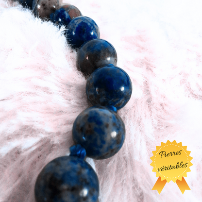 Collier Lapis Lazuli 8 mm – Intuition & Vérité – Acier Inoxydable - Bonheur de Lune