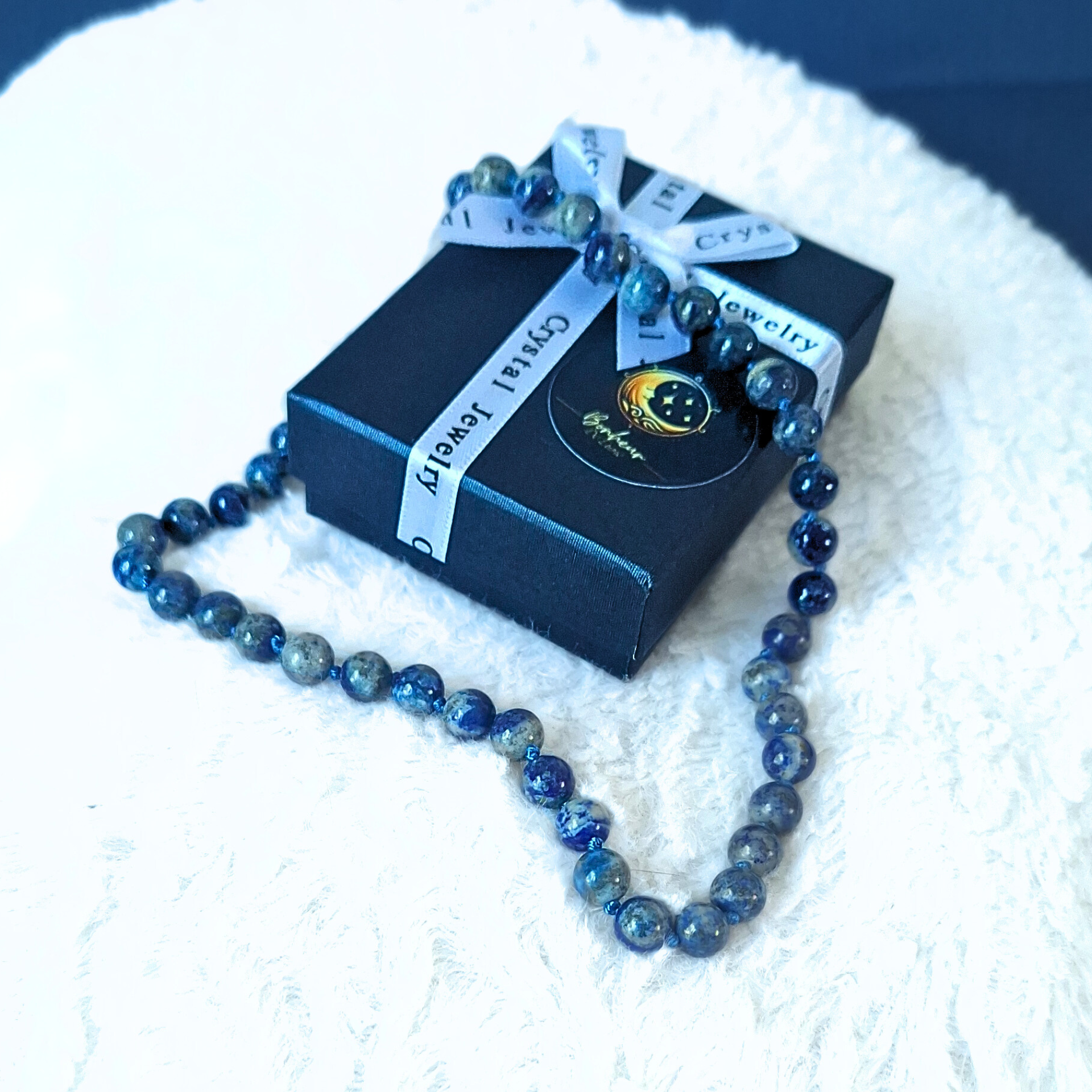 Collier Lapis Lazuli 8 mm – Intuition & Vérité – Acier Inoxydable - Bonheur de Lune