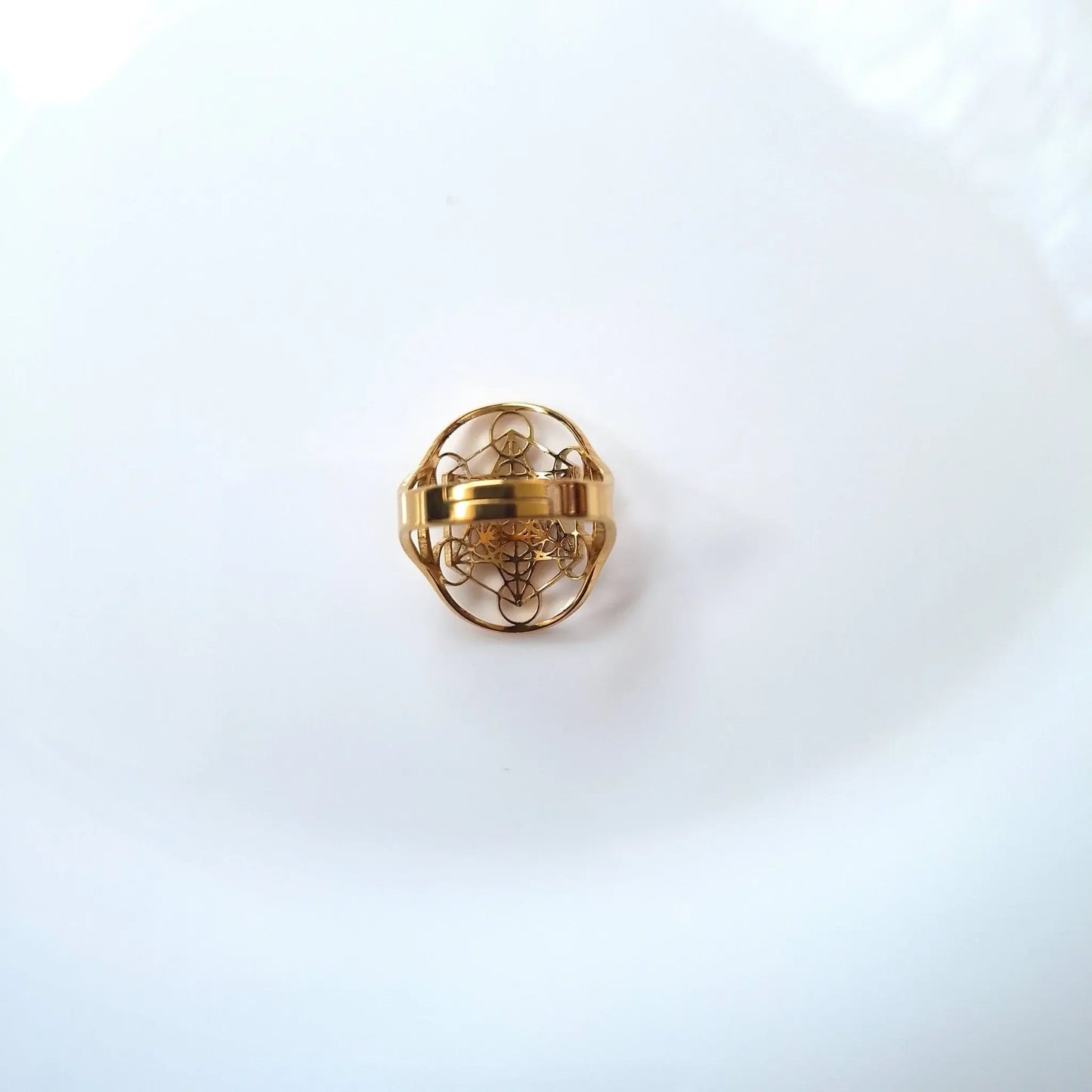 Bague Cube de Métatron – Acier Inoxydable Doré ou Argenté – Protection & Harmonie - Bonheur de Lune