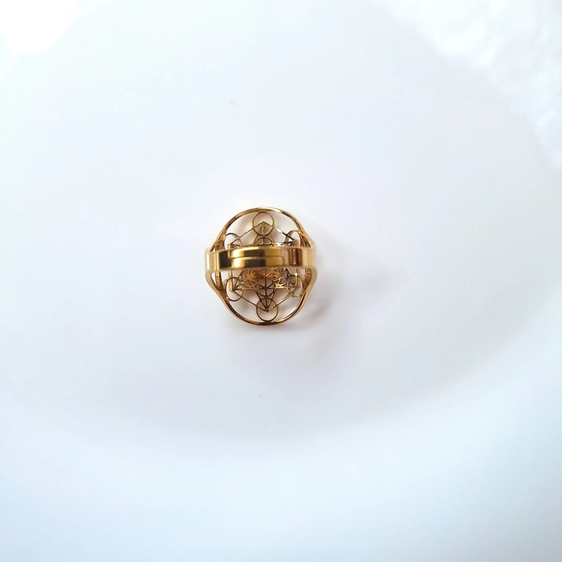 Bague Cube de Métatron – Acier Inoxydable Doré ou Argenté – Protection & Harmonie - Bonheur de Lune