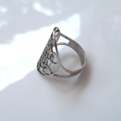 Bague Cube de Métatron – Acier Inoxydable Doré ou Argenté – Protection & Harmonie - Bonheur de Lune