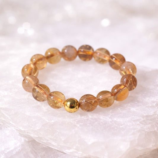 Bague Élastique Pierres de Citrine "Énergie et Joie"