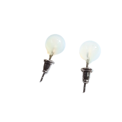 Boucles d’Oreilles Agate Blanche 8 mm – Sérénité & Équilibre – Acier Inoxydable - Bonheur de Lune