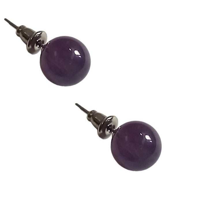 Boucles d’Oreilles Améthyste 8 mm – Harmonie & Sérénité – Acier Inoxydable - Bonheur de Lune