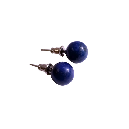 Boucles d’Oreilles Lapis Lazuli 8 mm – Énergie & Confiance – Acier Inoxydable - Bonheur de Lune