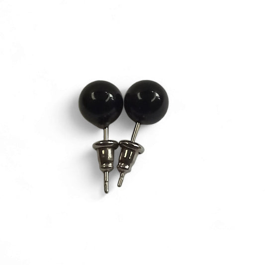 Boucles d’Oreilles Onyx Noir 8 mm – Force & Protection – Acier Inoxydable - Bonheur de Lune