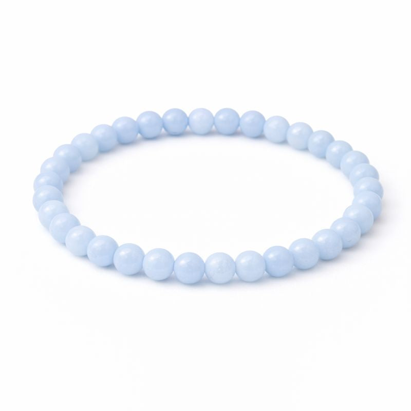 Bracelet en Angélite 6 mm – Douceur et Apaisement