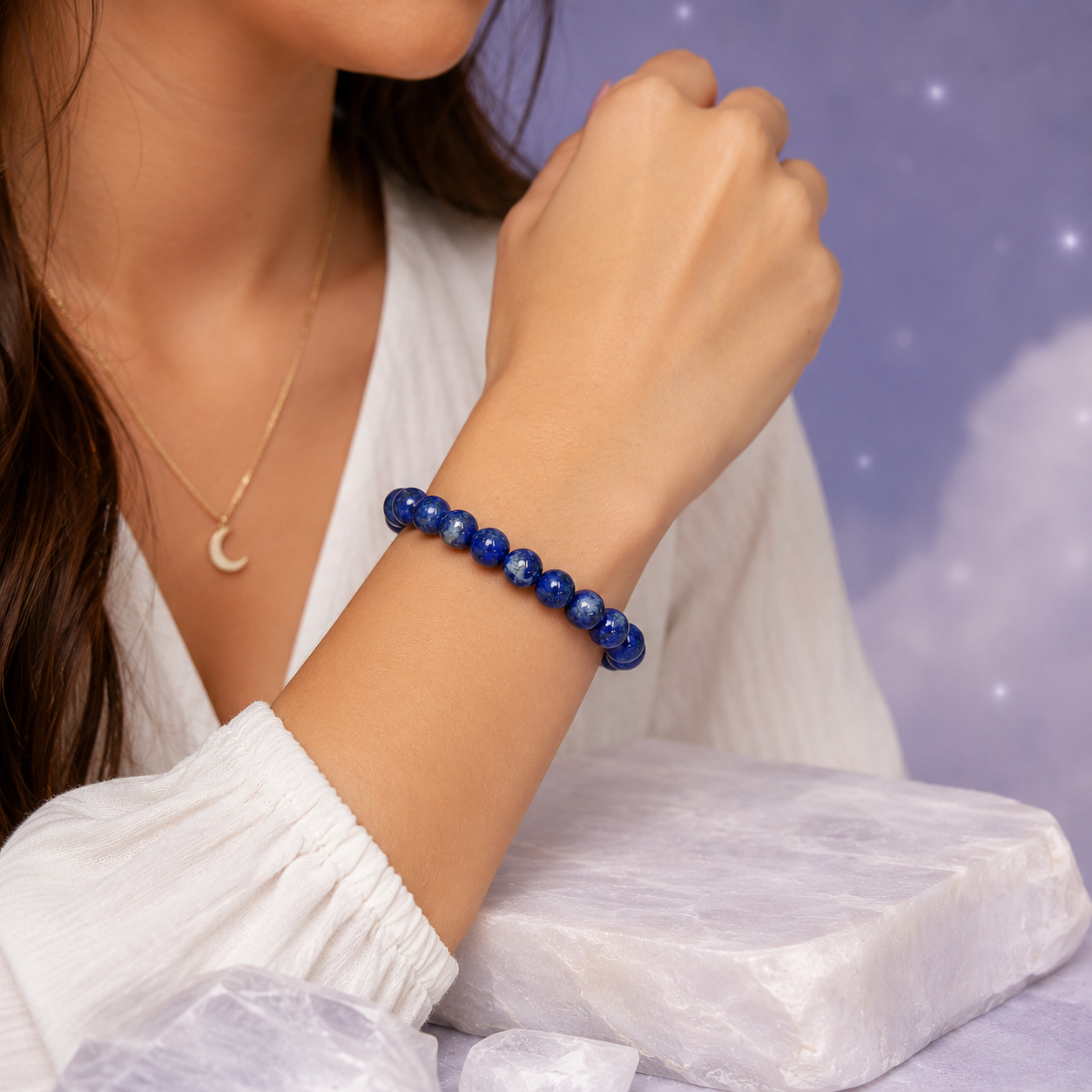 Bracelet Lapis Lazuli 8 mm – Sagesse, Sérénité, Expression