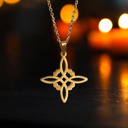 Collier Nœud de Sorcière – Talisman de Protection & Équilibre – Acier Inoxydable Doré - Bonheur de Lune