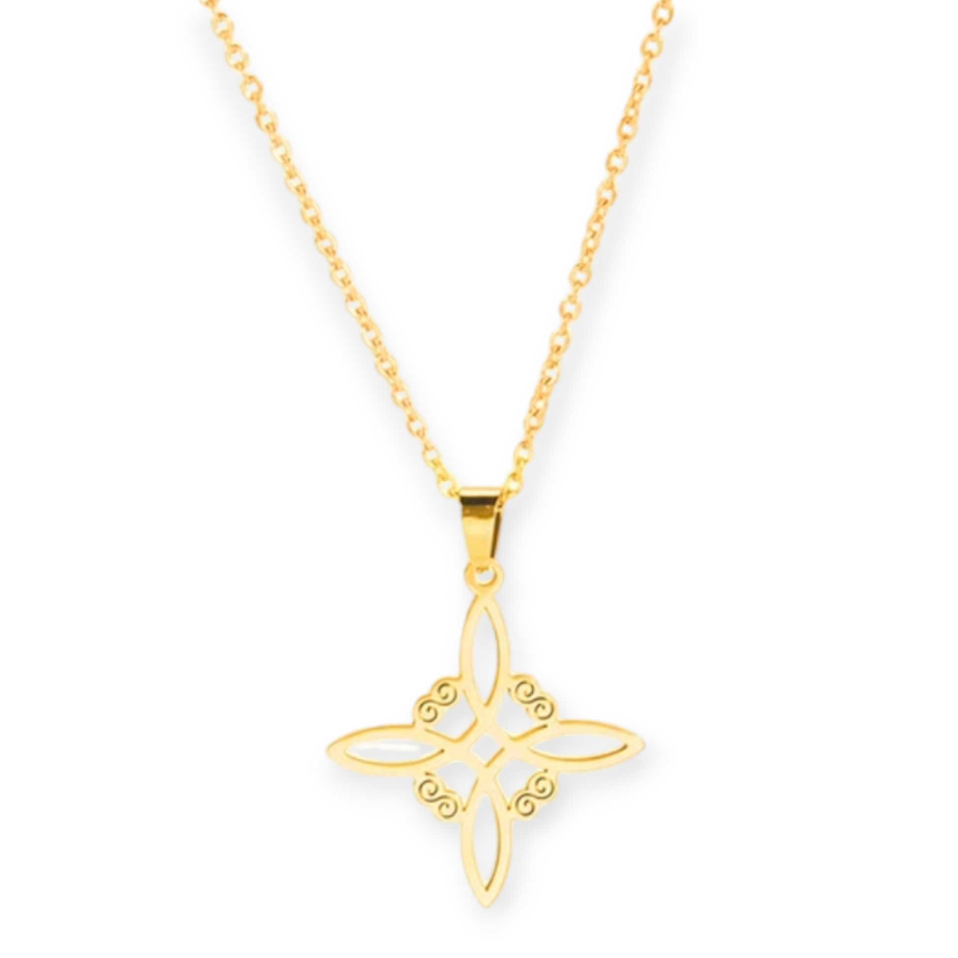 Collier Nœud de Sorcière – Talisman de Protection & Équilibre – Acier Inoxydable Doré - Bonheur de Lune
