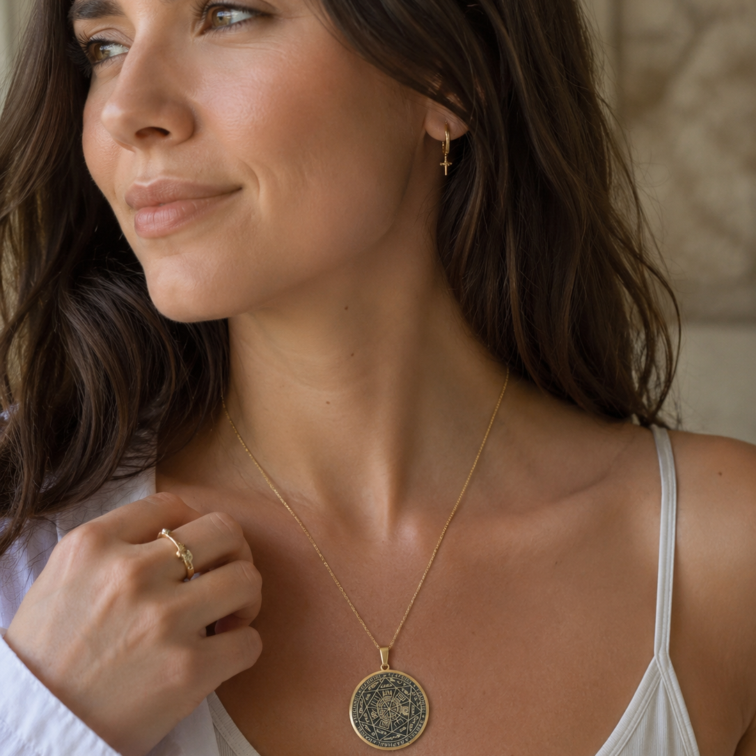 Collier Talisman des 7 Archanges - Protection Spirituelle et Énergie Positive - Acier Inoxydable - Doré ou Argenté
