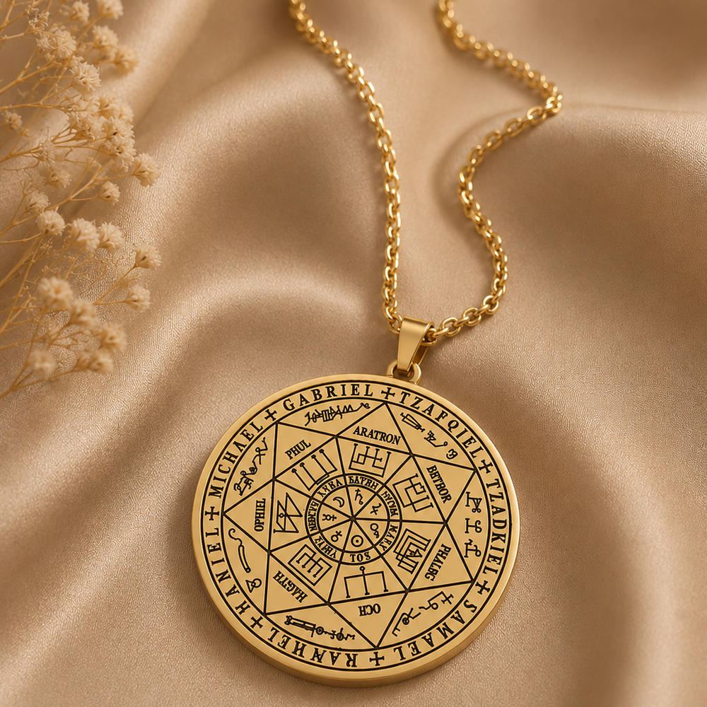 Collier Talisman des 7 Archanges doré - Bonheur de Lune