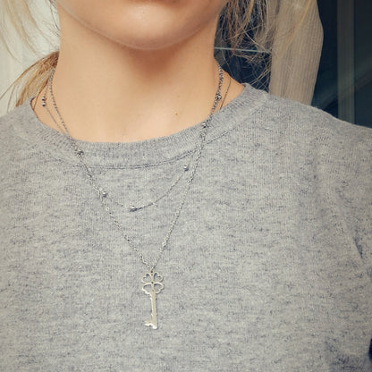 Collier Clé de Vie – Mystère & Connaissance – Acier Inoxydable Doré ou Argenté - Bonheur de Lune