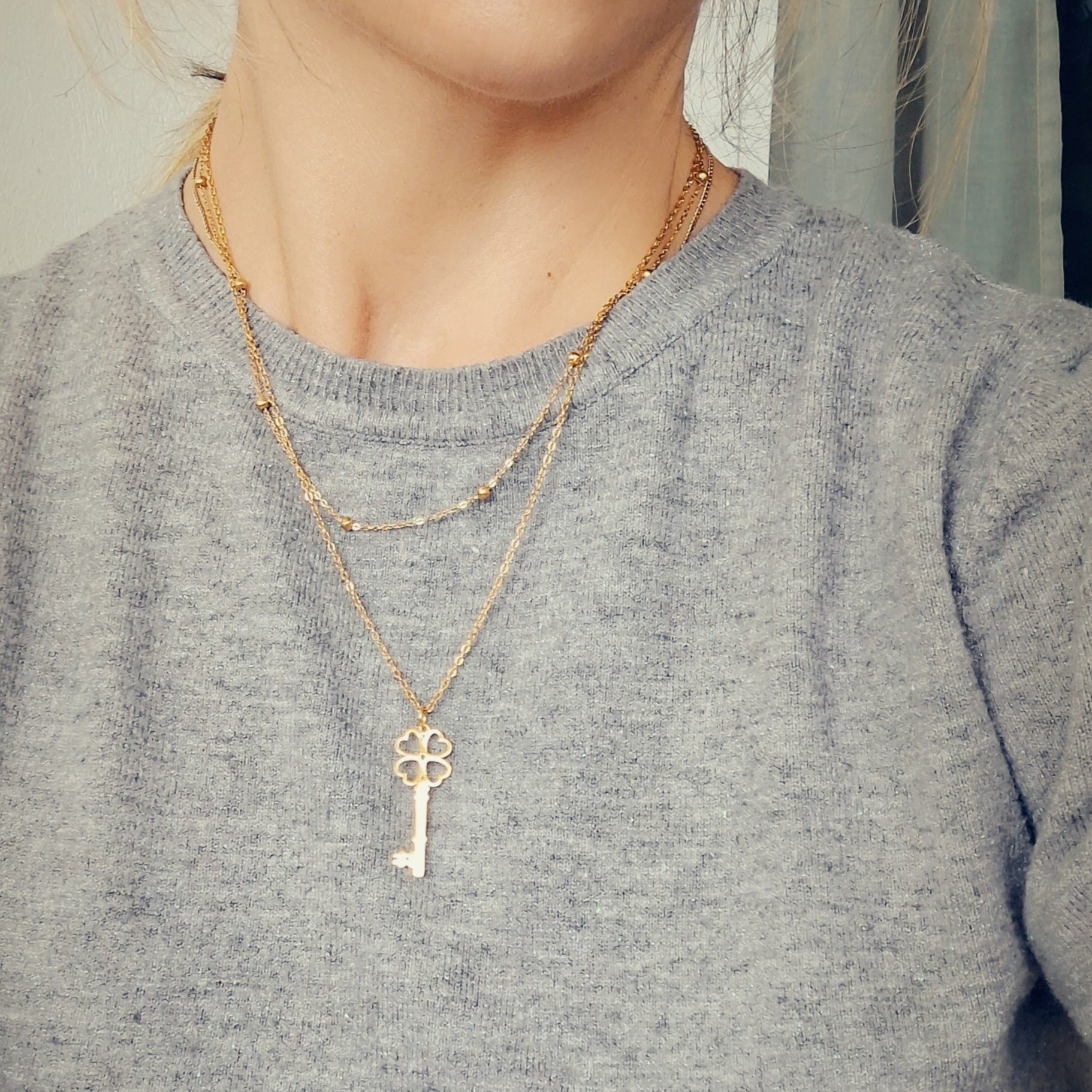 Collier_en_Acier_Inoxydable_avec_Pendentif_Cl_l_gance_et_Myst_re_-_Bonheur_de_Lune - Bonheur de Lune