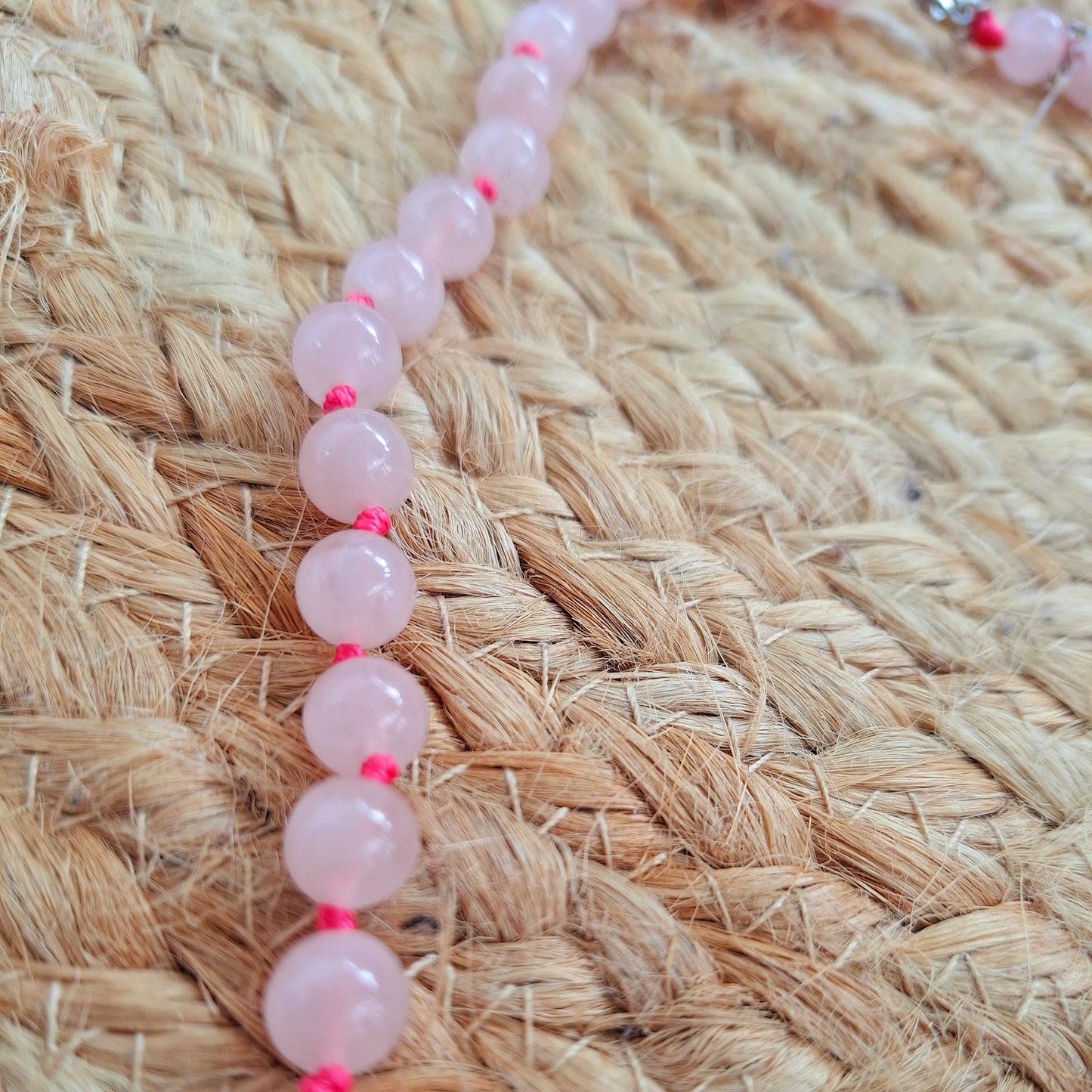 Collier Quartz Rose 8 mm – Amour & Sérénité – Acier Inoxydable - Bonheur de Lune
