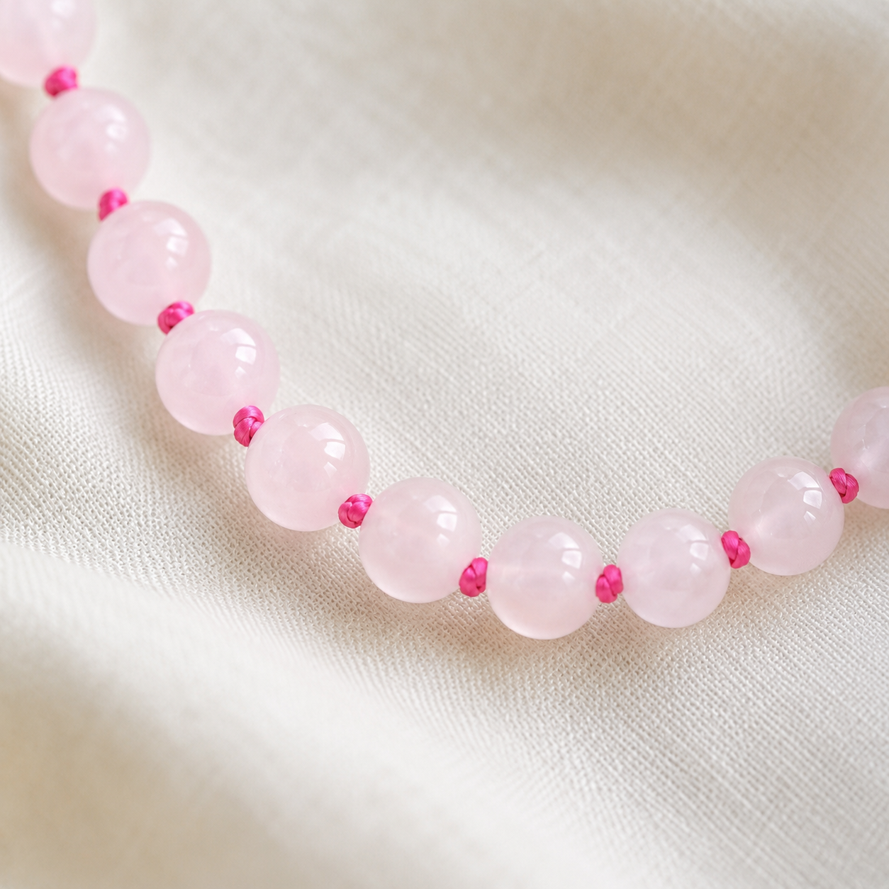 Collier Quartz Rose 8 mm – Amour & Sérénité – Acier Inoxydable