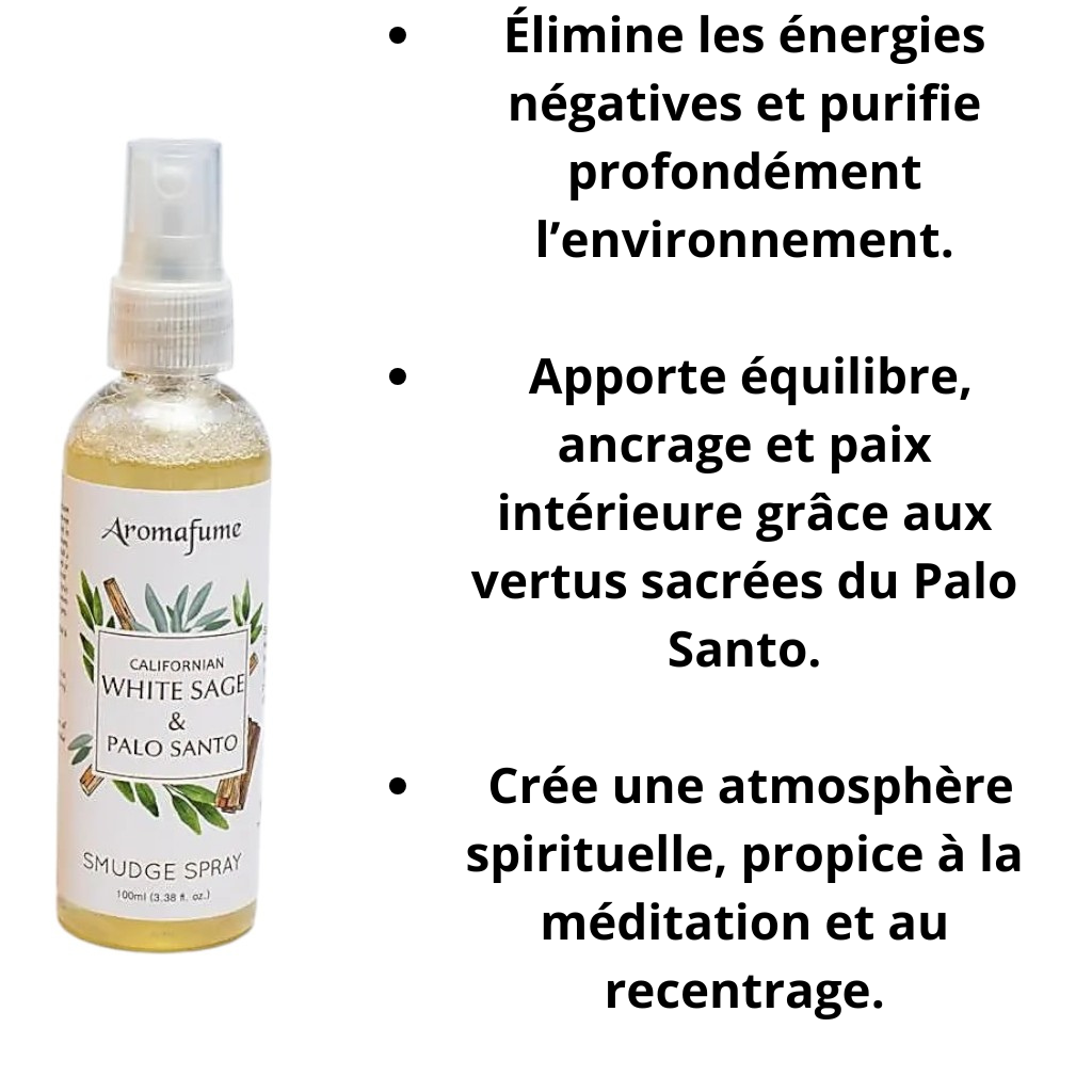 Brume Purifiante Sauge Blanche & Palo Santo – Énergie Sacrée & Sérénité (100 ml) - Bonheur de Lune