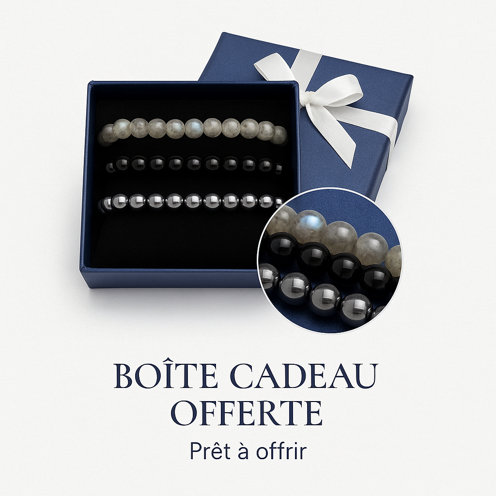 Pack 3 Bracelets 6mm - Protection – Labradorite, Obsidienne & Hématite (-15%) - Bonheur de Lune