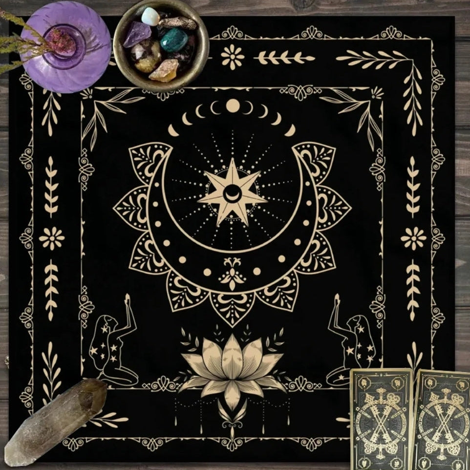 Tapis Ésotérique Noir – Élégance & Spiritualité - Bonheur de Lune