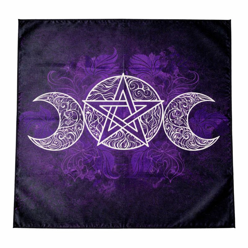 Tapis de Tirage Pentagramme et Lunes – Violet Mystique 49x49 cm