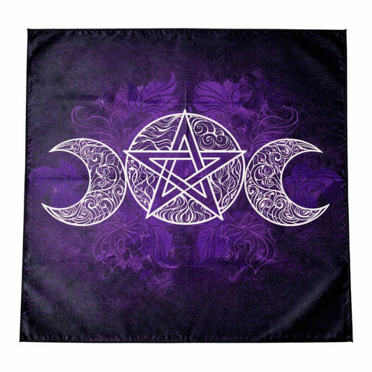Tapis de Tirage Pentagramme et Lunes – Violet Mystique 49x49 cm